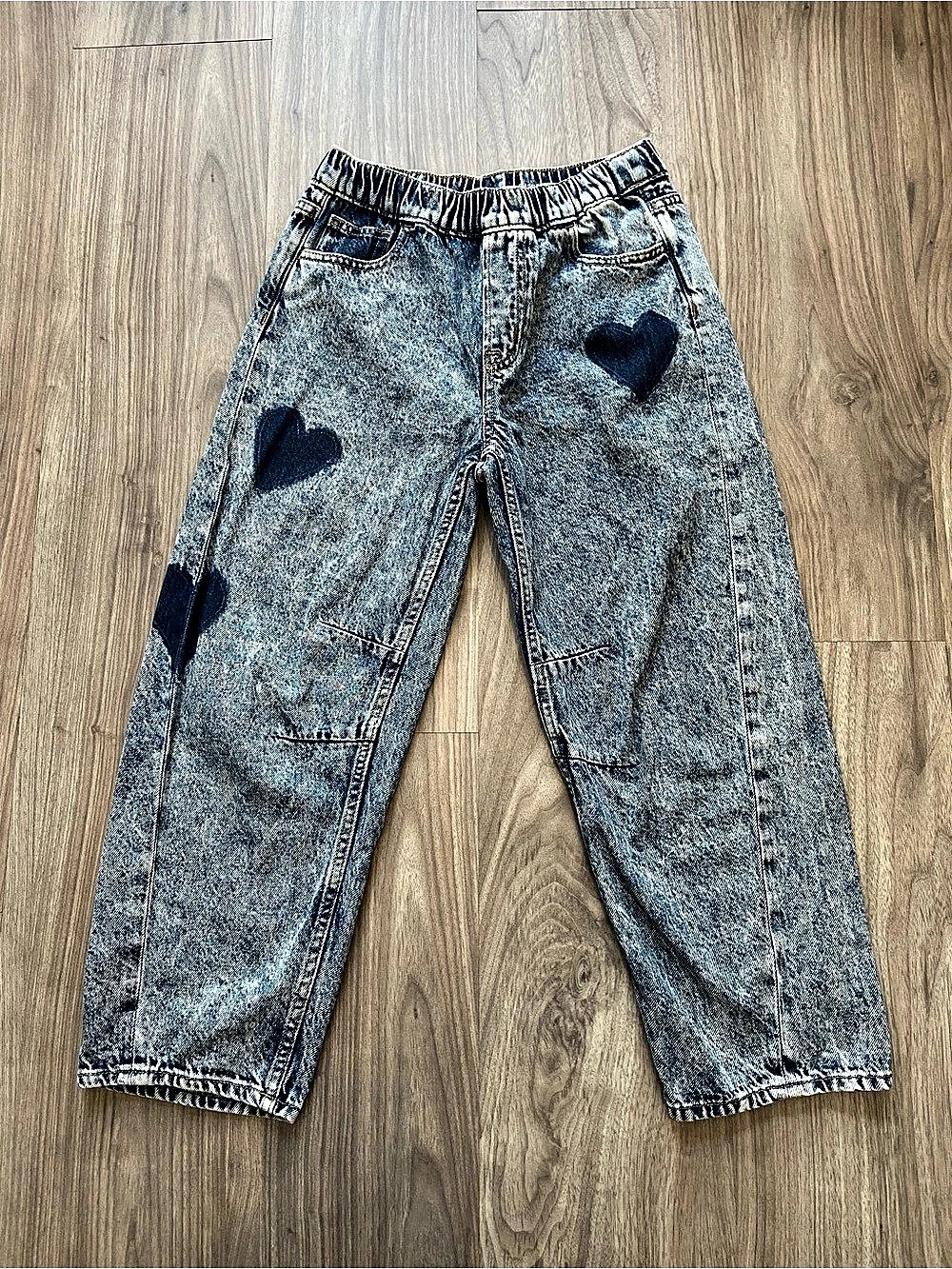 GAP Heart Print Barrel Jeans Girls Large Blue